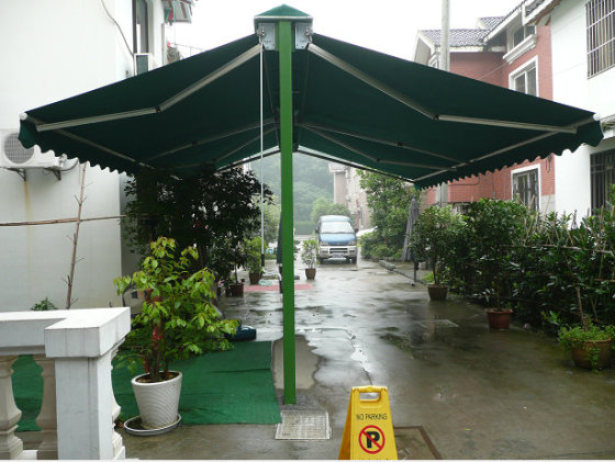 双开式电动伸缩雨篷